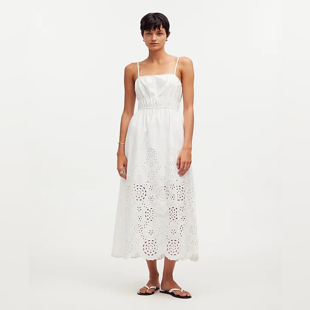 Madewell White Sleeveless Midi Sundress
